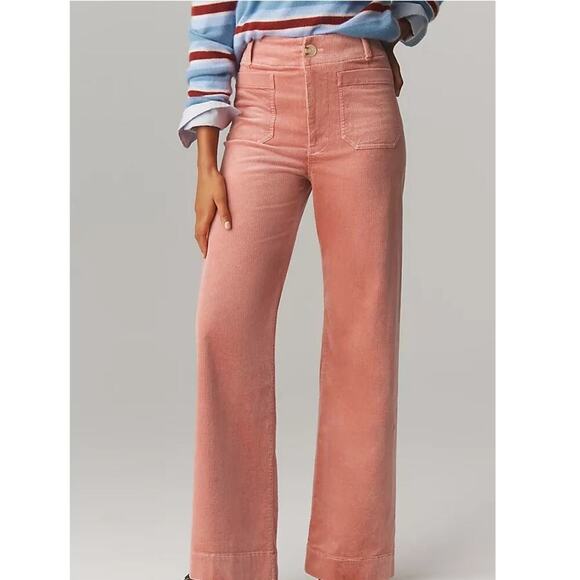 Maeve Pants - Maeve The Colette Corduroy Full-Length Wide-Leg Pants Light Pink Women's 33 Tall
